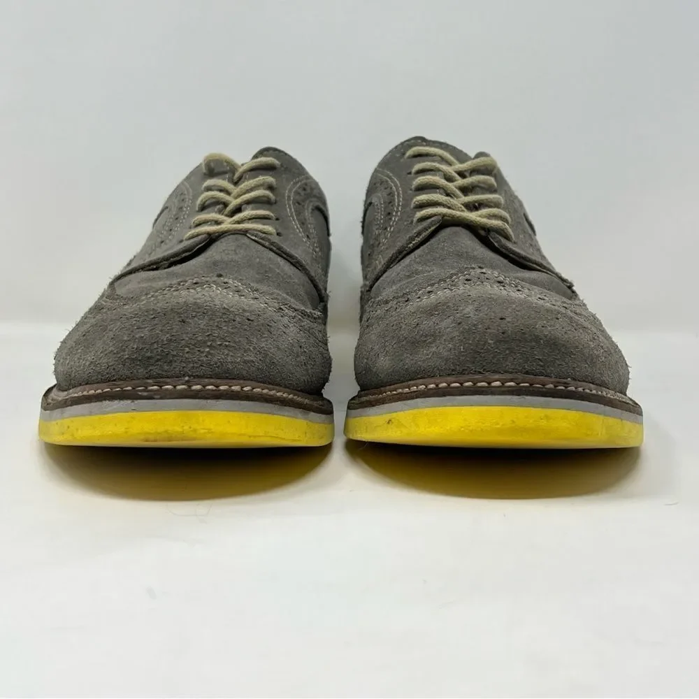 1901 Wingtip Oxford Gray Suede Yellow Sole 10M Leather Brogue Shoes M20411